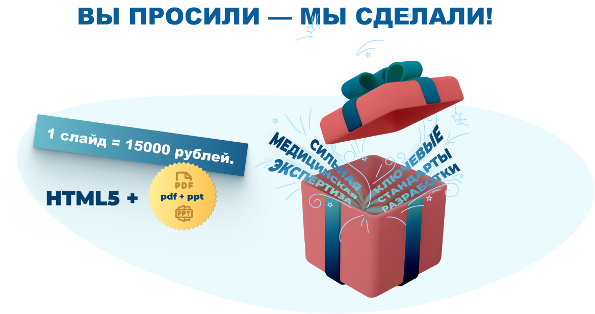 1 слайд = 15000 рублей.